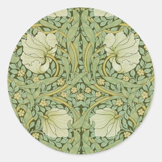 William Morris Pimpernel Bloemen Blauw Behang Ronde Sticker (Voorkant)