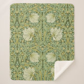 William Morris Pimpernel Bloemen Blauw Behang Sherpa Deken (Voorkant)