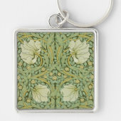 William Morris Pimpernel Bloemen Blauw Behang Sleutelhanger (Voorkant)