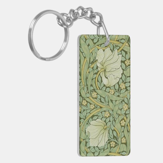 William Morris Pimpernel Bloemen Blauw Behang Sleutelhanger (Voorkant Links)