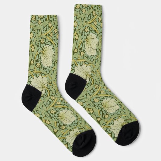 William Morris Pimpernel Bloemen Blauw Behang Sokken (Rechts)