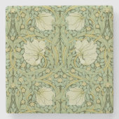 William Morris Pimpernel Bloemen Blauw Behang Stenen Onderzetter (Voorkant)