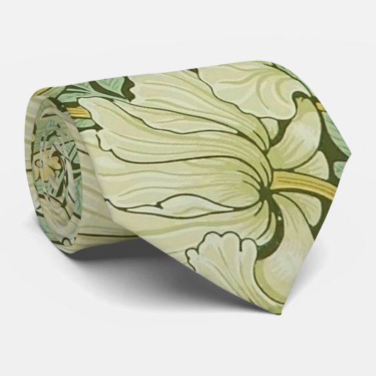 William Morris Pimpernel Bloemen Blauw Behang Stropdas (Opgerold)