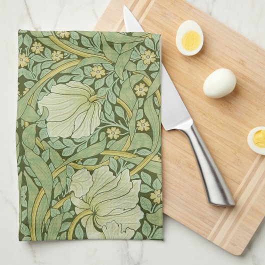 William Morris Pimpernel Bloemen Blauw Behang Theedoek (Quarter Fold)