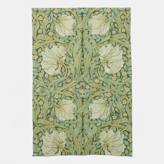 William Morris Pimpernel Bloemen Blauw Behang Theedoek (Verticaal)