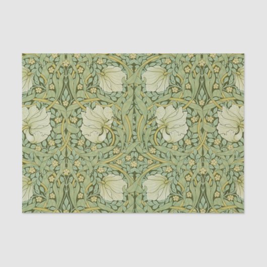 William Morris Pimpernel Bloemen Blauw Behang Tissuepapier (Voorkant)