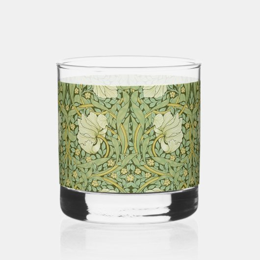 William Morris Pimpernel Bloemen Blauw Behang Whisky Glas (Voorkant)