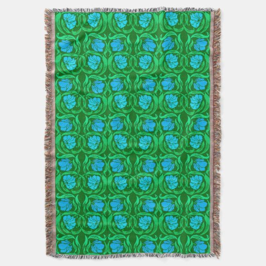 William Morris Pimpernel, Blue & Emerald Green Deken (Voorkant Verticaal)