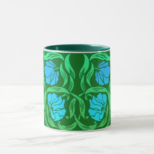 William Morris Pimpernel, Blue & Emerald Green Mok (Midden)