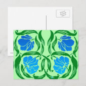 William Morris Pimpernel, Blue & Lime Green Briefkaart (Voorkant / Achterkant)