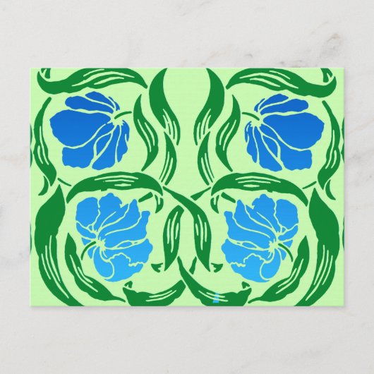 William Morris Pimpernel, Blue & Lime Green Briefkaart (Voorkant)