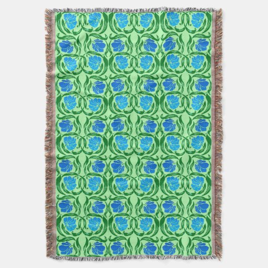 William Morris Pimpernel, Blue & Lime Green Deken (Voorkant Verticaal)