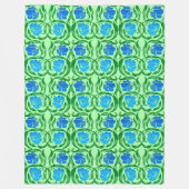 William Morris Pimpernel, Blue & Lime Green Fleece Deken (Voorkant)