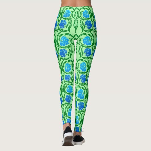 William Morris Pimpernel, Blue & Lime Green Leggings (Achterkant)