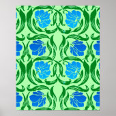 William Morris Pimpernel, Blue & Lime Green Poster (Voorkant)