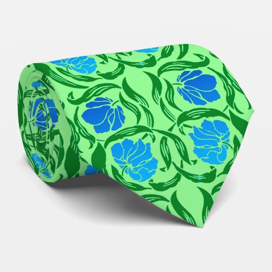 William Morris Pimpernel, Blue & Lime Green Stropdas (Opgerold)