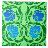 William Morris Pimpernel, Blue & Lime Green Tegeltje (Voorkant)