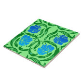William Morris Pimpernel, Blue & Lime Green Tegeltje (Zijkant)