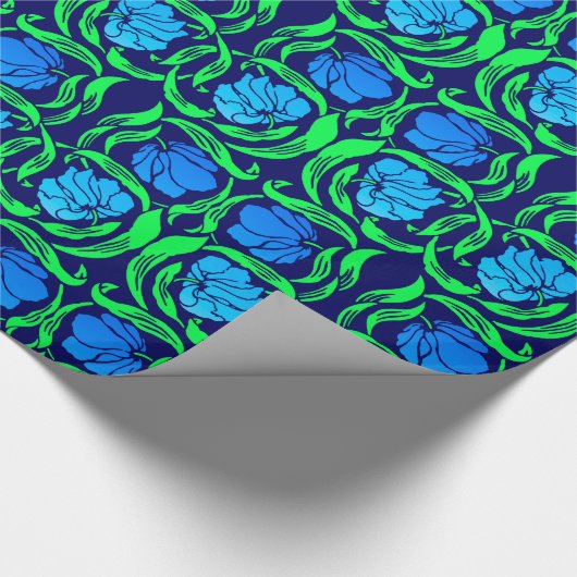 William Morris Pimpernel, Cobalt Blue en Green Cadeaupapier (Hoek)