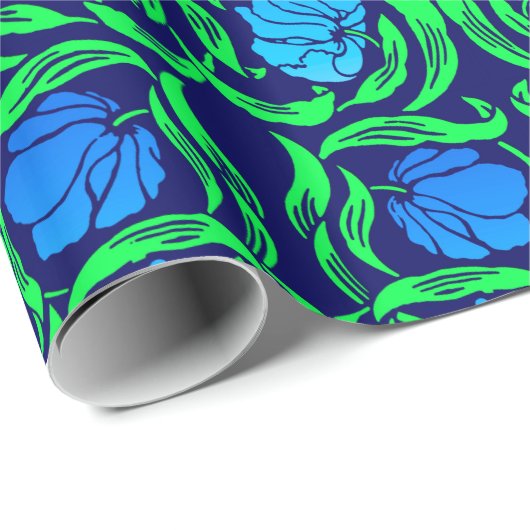 William Morris Pimpernel, Cobalt Blue en Green Cadeaupapier (Rol Hoek)