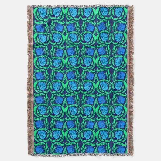 William Morris Pimpernel, Cobalt Blue en Green Deken (Voorkant Verticaal)