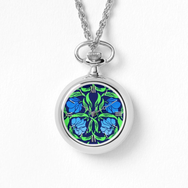 William Morris Pimpernel, Cobalt Blue en Green Horloge (Voorkant)