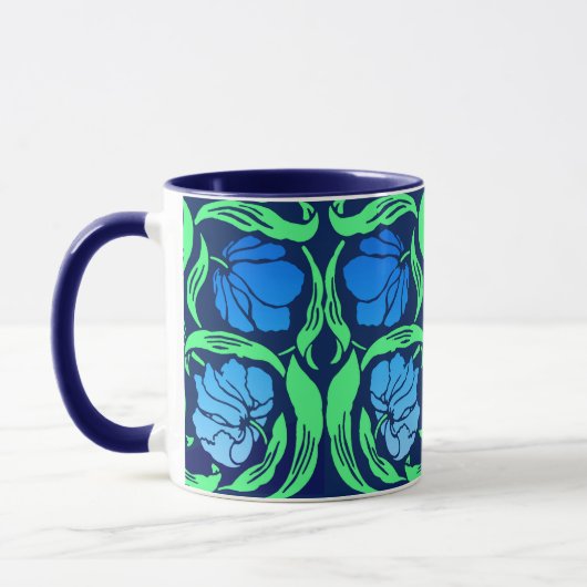 William Morris Pimpernel, Cobalt Blue en Green Mok (Links)