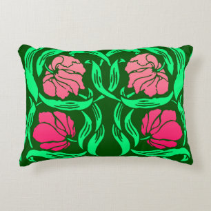 William Morris Pimpernel, Coral Pink en Green Accent Kussen