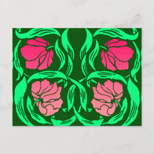 William Morris Pimpernel, Coral Pink en Green Briefkaart