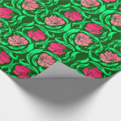 William Morris Pimpernel, Coral Pink en Green Cadeaupapier (Hoek)