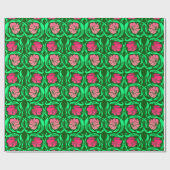 William Morris Pimpernel, Coral Pink en Green Cadeaupapier (Vlak)