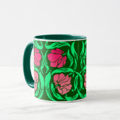 William Morris Pimpernel, Coral Pink en Green Mok (Voorkant links)