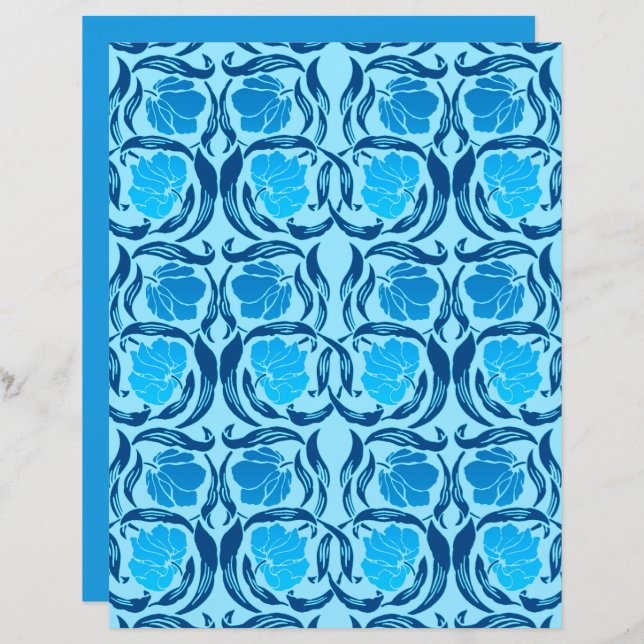 William Morris Pimpernel, Denim & Light Blue (Voorkant / Achterkant)