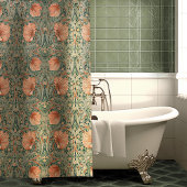 William Morris Pimpernel Dusty Roos & Sage Green Douchegordijn