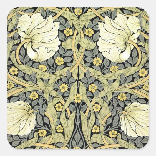 William Morris Pimpernel Floral Wallpaper Vierkante Sticker (Voorkant)