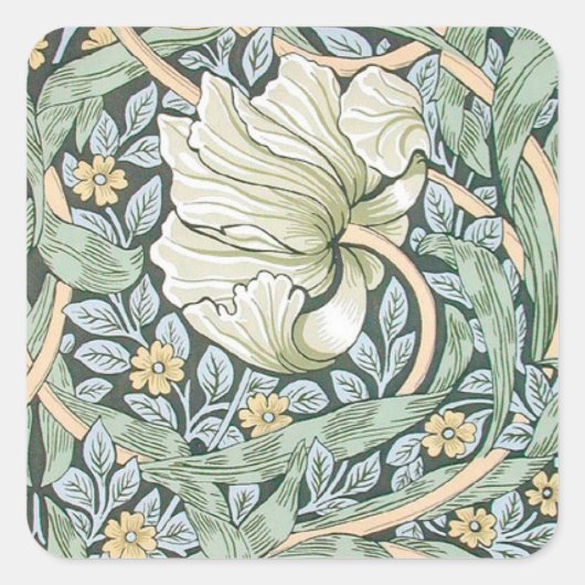 William Morris Pimpernel Floral Wallpaper Vierkante Sticker (Voorkant)