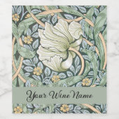 William Morris Pimpernel Floral Wallpaper Wijn Etiket (Enkel label)
