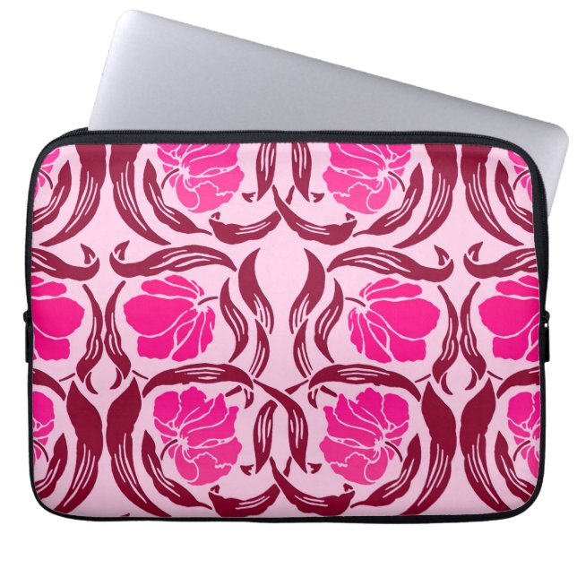 William Morris Pimpernel, Fuchsia & Light Pink Laptop Sleeve (Voorkant)
