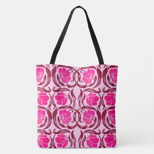 William Morris Pimpernel, Fuchsia & Light Pink Tote Bag (Achterkant)
