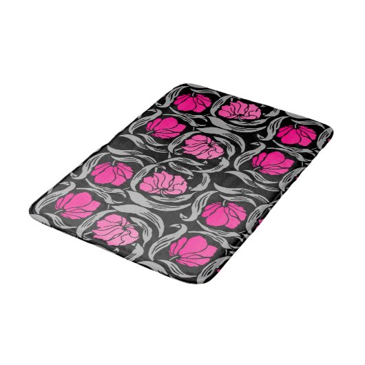 William Morris Pimpernel, Fuchsia Pink en Black Badmat (Gekanteld)