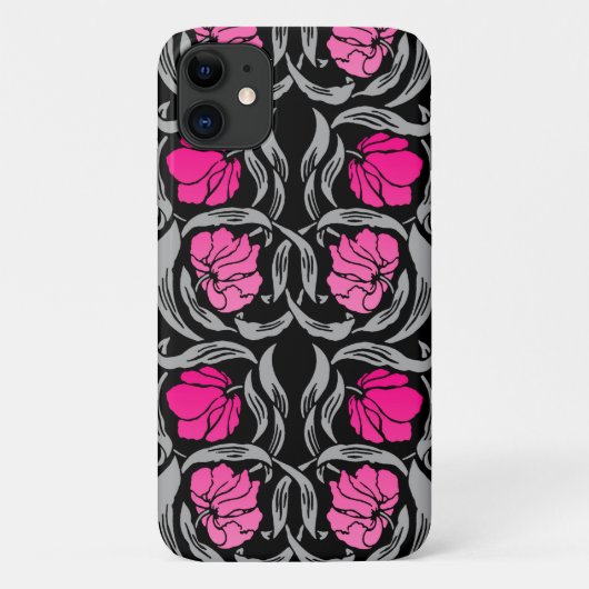 William Morris Pimpernel, Fuchsia Pink en Black Case-Mate iPhone Case (Achterkant)