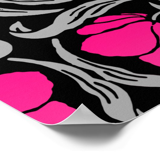 William Morris Pimpernel, Fuchsia Pink en Black Poster (Hoek)