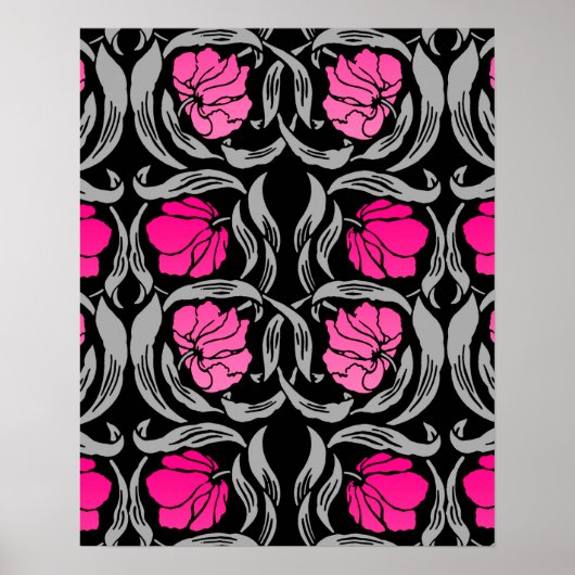 William Morris Pimpernel, Fuchsia Pink en Black Poster (Voorkant)