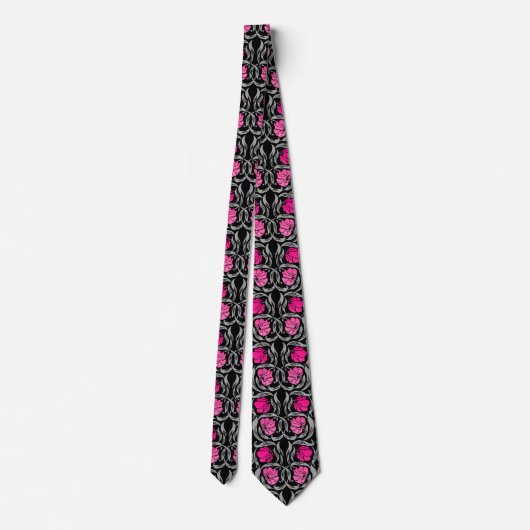 William Morris Pimpernel, Fuchsia Pink en Black Stropdas (Achterkant)