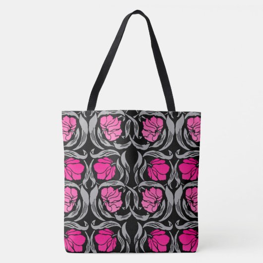 William Morris Pimpernel, Fuchsia Pink en Black Tote Bag (Voorkant)