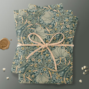 William Morris Pimpernel Gold Sage Green Inpakpapier Vel