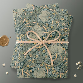 William Morris Pimpernel Gold Sage Green Inpakpapier Vel