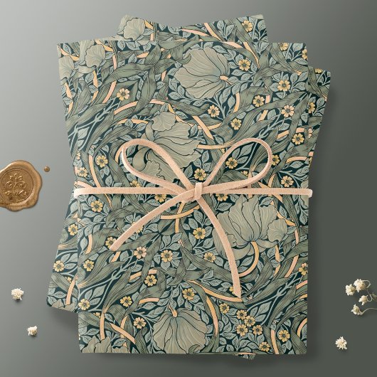 William Morris Pimpernel Gold Sage Green Inpakpapier Vel