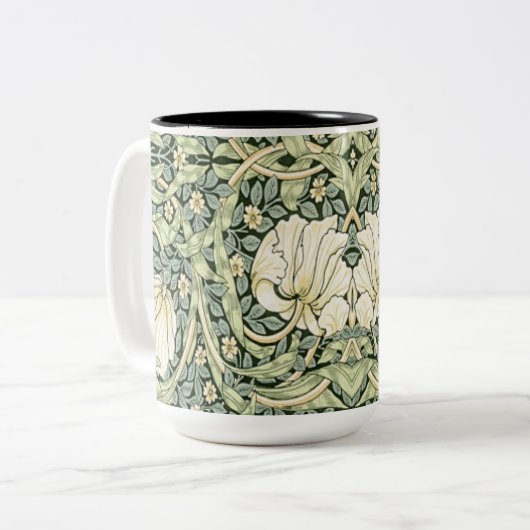 William Morris Pimpernel Green Tweekleurige Koffiemok (Voorkant links)