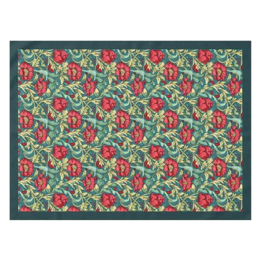 William Morris Pimpernel hete rode pastel blauwe s Tafelkleed (Voorkant (Horizontaal))